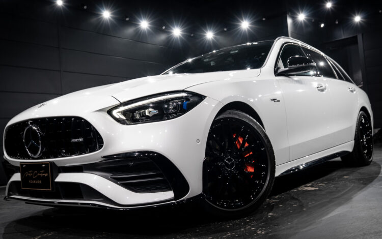 Mercedes-AMG C43 4MATIC ステーションワゴン ホイール塗装カスタム ― 白と黒、そしてオレンジ。3色が完成させたアーバンな足元